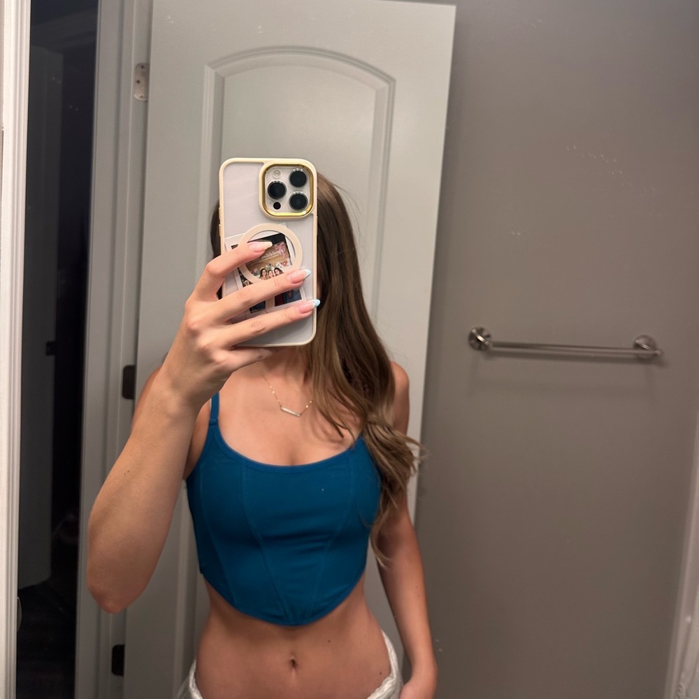 Colsie Blue Fitted Crop Tank Top